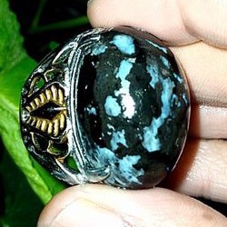 batu cincin black oval jarong biru natural original