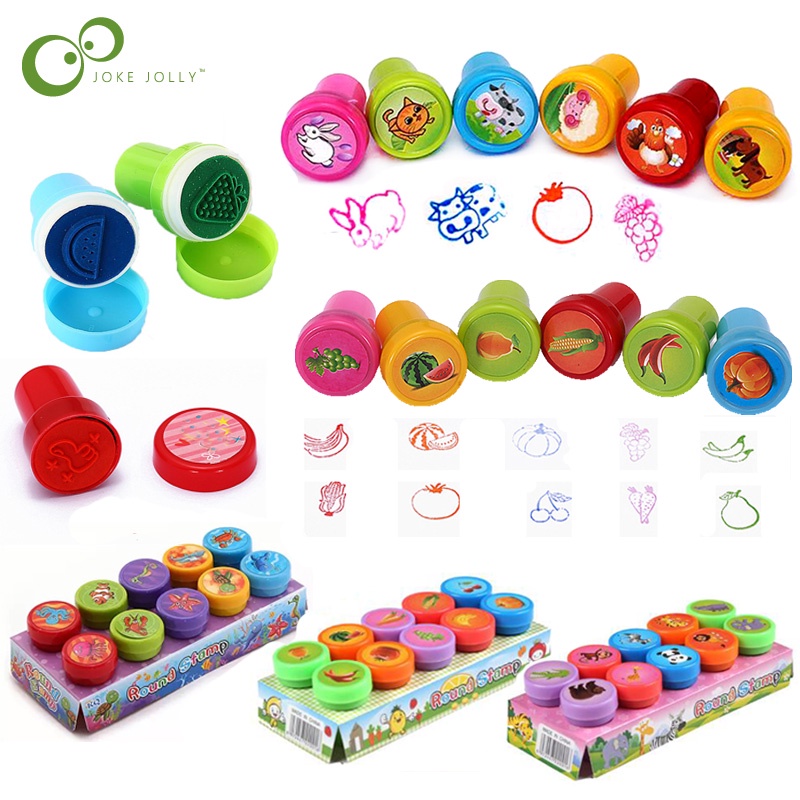 10Pcs / Set Stempel Bentuk Hewan Buah untuk Latihan Anak