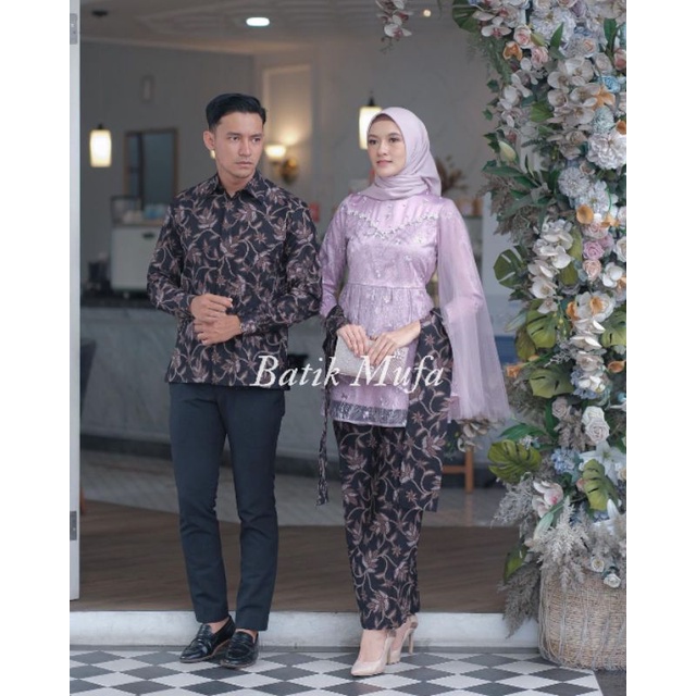 Kebaya couple MEYCA Lilac KEBAYA MODERN BATIK COUPLE Kebaya wisuda kebaya tunangan terbaru