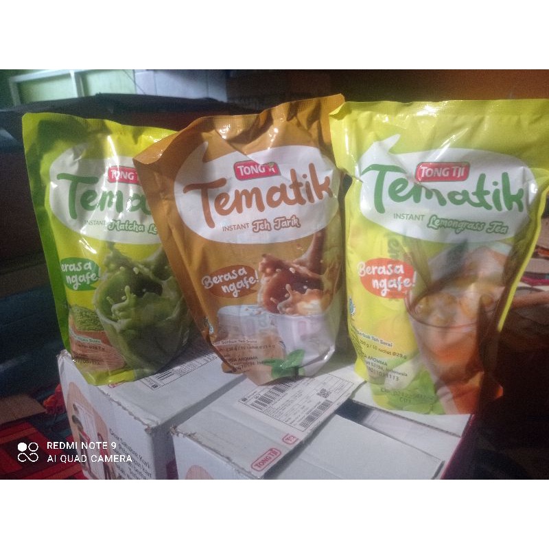 

tong tji tematik, teh tarik, matcha latte, lemon grass isi 10s