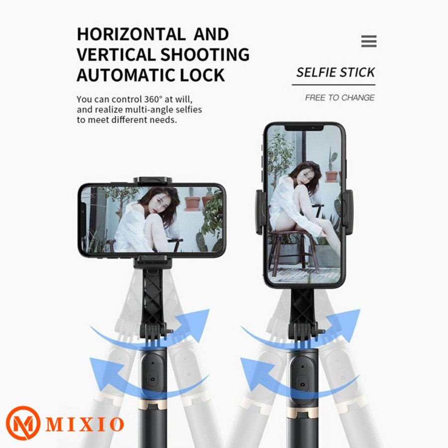 MIXIO - Q08 Selfie Stick Stainless Steel Tripod with WHITE LED Light