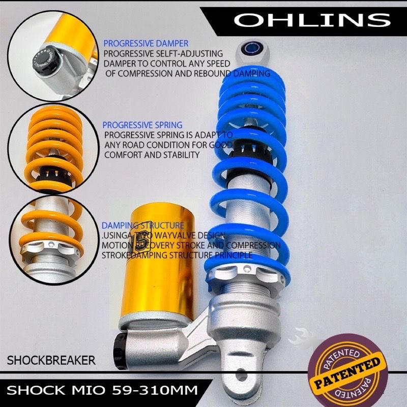 Shock Tabung Bawah OHLNS Ukuran 310MM Dan 330MM SKOK BELAKANG VARIO BEAT SCOOPY MIO FINO SPACY DLL