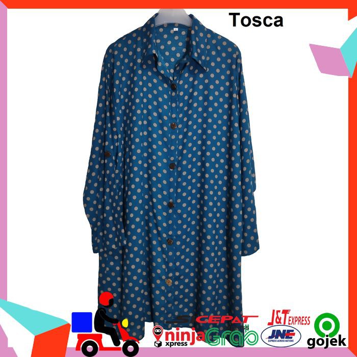 BAJU ATASAN WANITA TERBARU FASHION MUSLIM KEMEJA JUMBO MOTIF POLKADOT