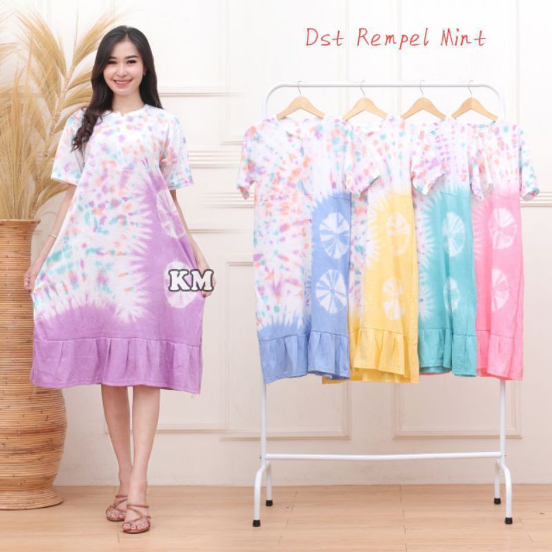 Daster Kaos Tiedye Kekinian Rempel Busui Resleting Depan Batik Pekalongan Termurah