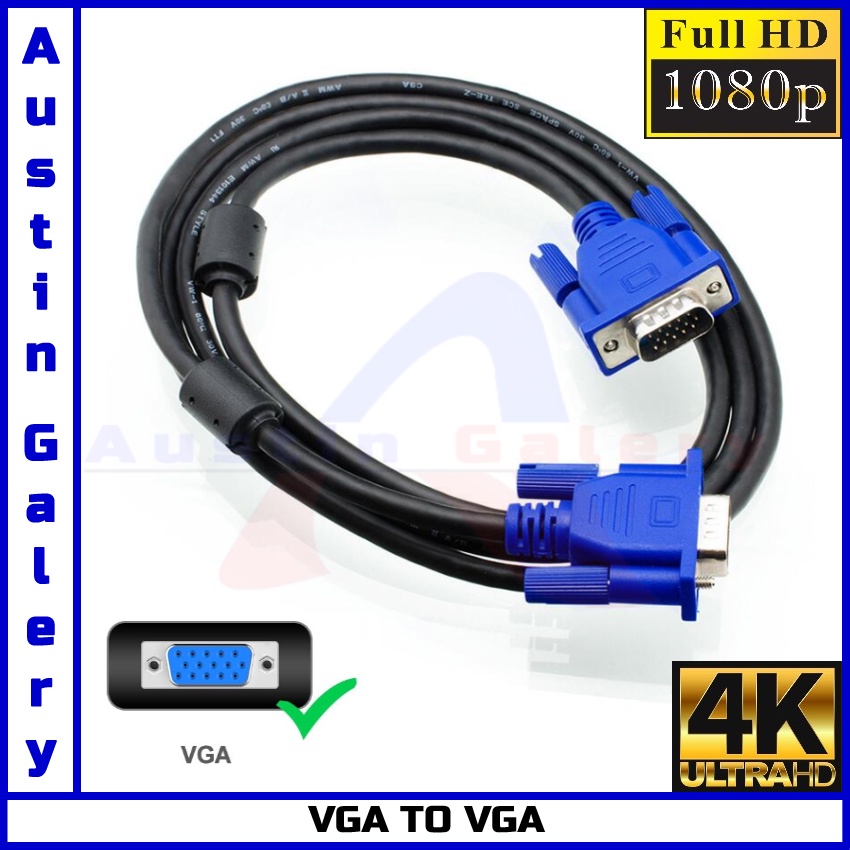 VGA TO VGA Full HD1080P VGA Male TO VGA Male Untuk PC Monitor Laptop HDTV