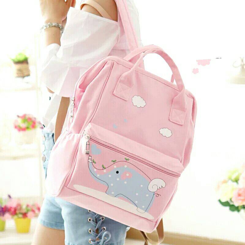 (Rpm) Tas Sekolah Tas Laptop 14 Inch Tas Ransel Perjalanan Tas Kartun Gajah Lucu Mochila Feminina