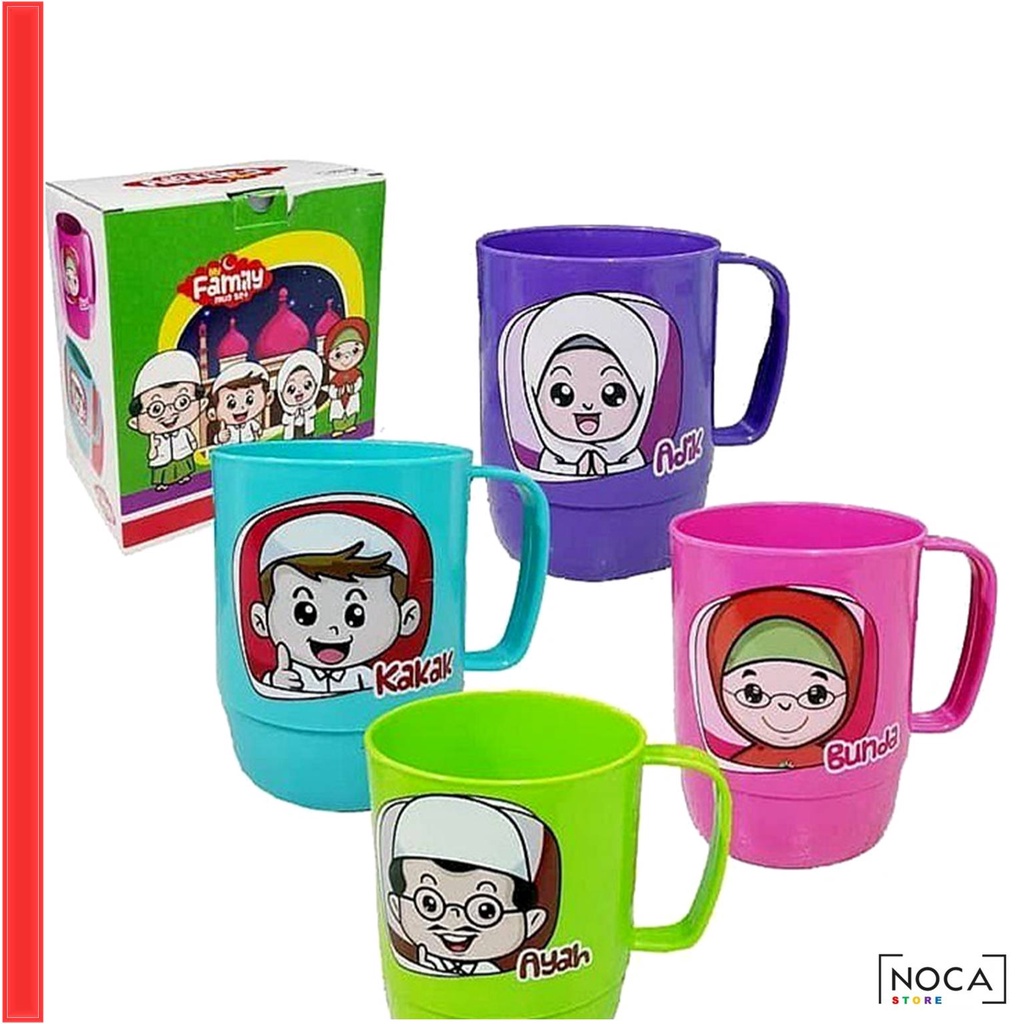 Mug Cangkir Minum My Family Biggy Gelas Plastik Keluarga Ku Set 4 pcs Souvenir Unik