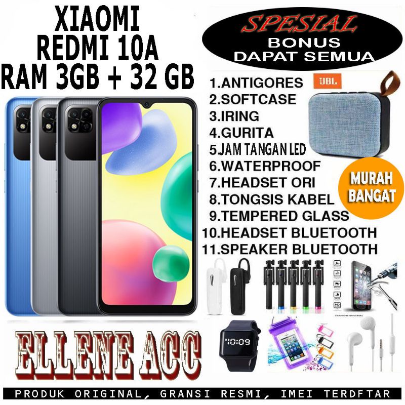 XIAOMI REDMI 10A RAM 4/64 GARANSI RESMI INDONESIA