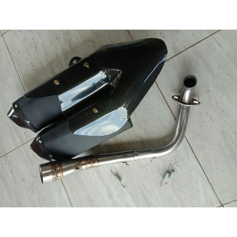 knalpot racing double slencer suara empuk pnp beat scoopy genio spin vario mio s j gt sporty m3