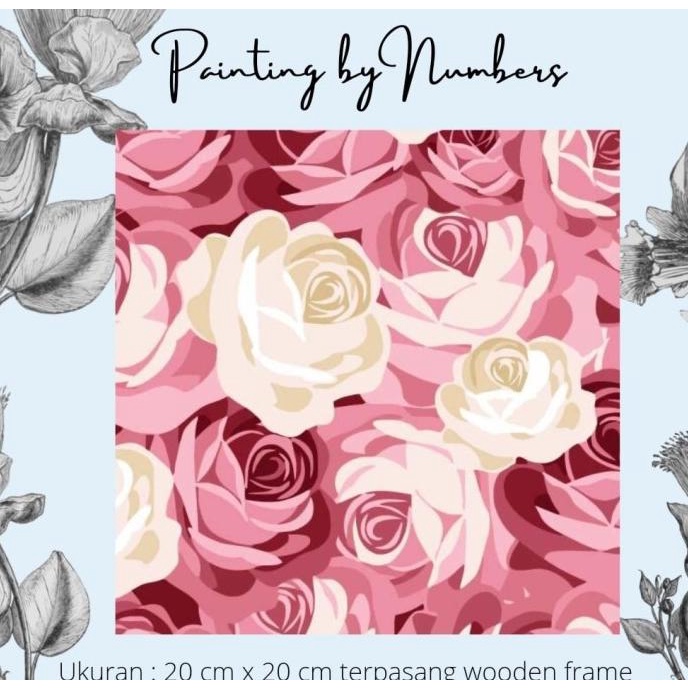 

Diy Painting By Number 20X20Cm Kerajinan Tangan - Full Of Rose