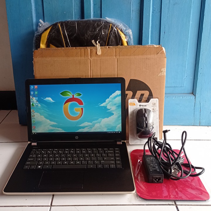 HP 14-bw000AU Slim DDR4 4GB SSD 128GB Windows 10 Fullset Lengkap Komplit Laptop Second Bekas Warna G