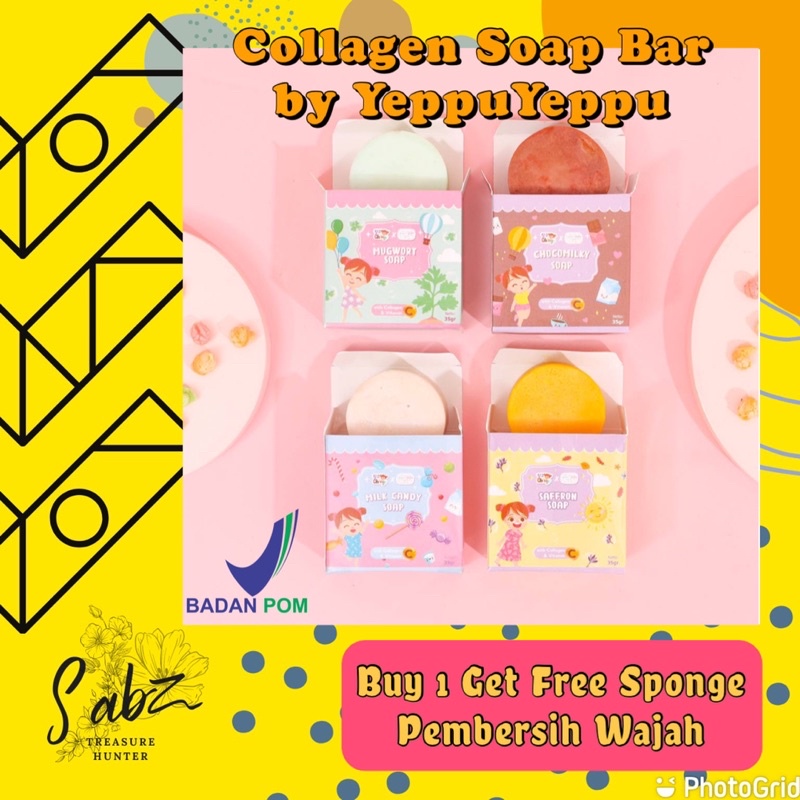 BPOM SABUN COLLAGEN / SABUN SAFFRON / COLLAGEN SOAP / SOAP BAR / SABUN WAJAH / FACIAL WASH / SABUN WAJAH YEPPUYEPPU YEPPU YEPPU