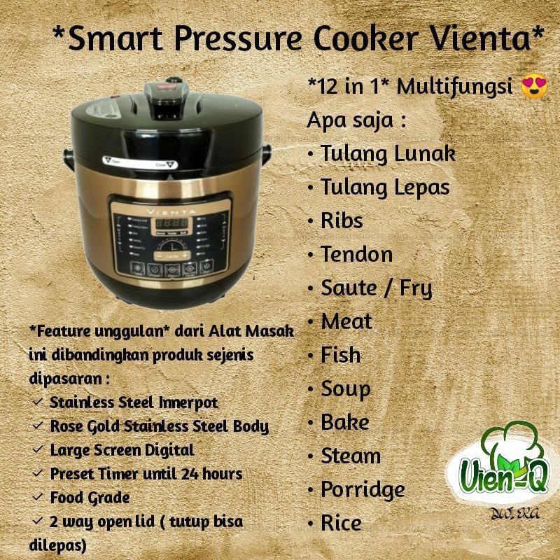 smart pressure cooker vienta garansi resmi