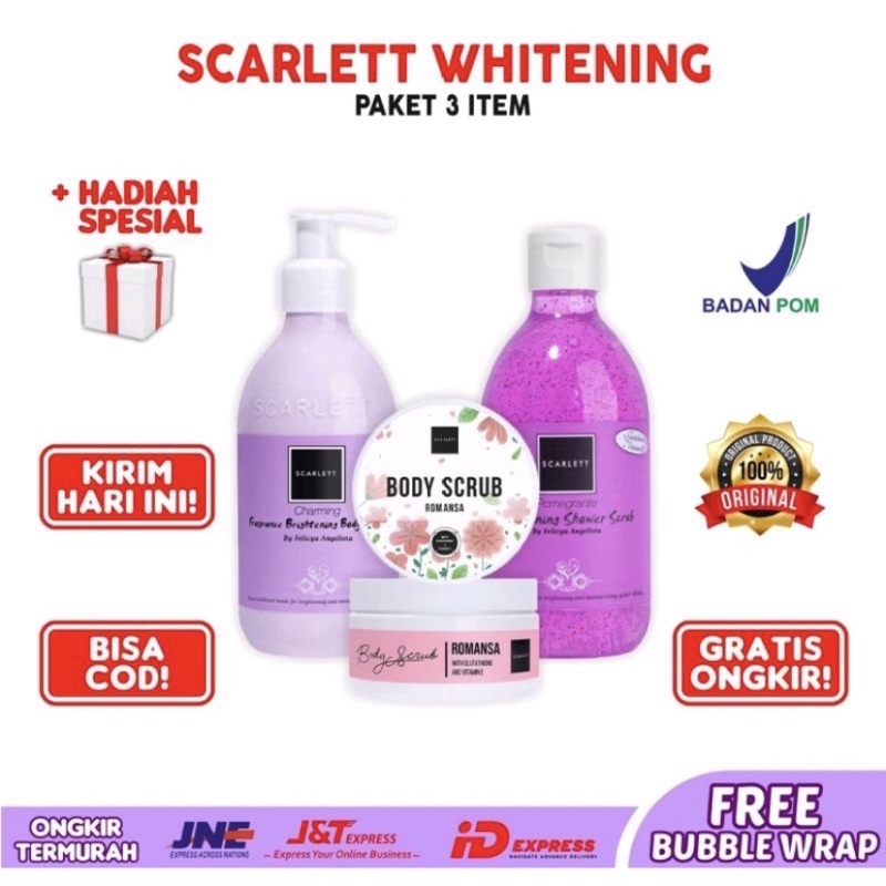 scarlett whitening 3 varian serum cream handbody ORIGINAL