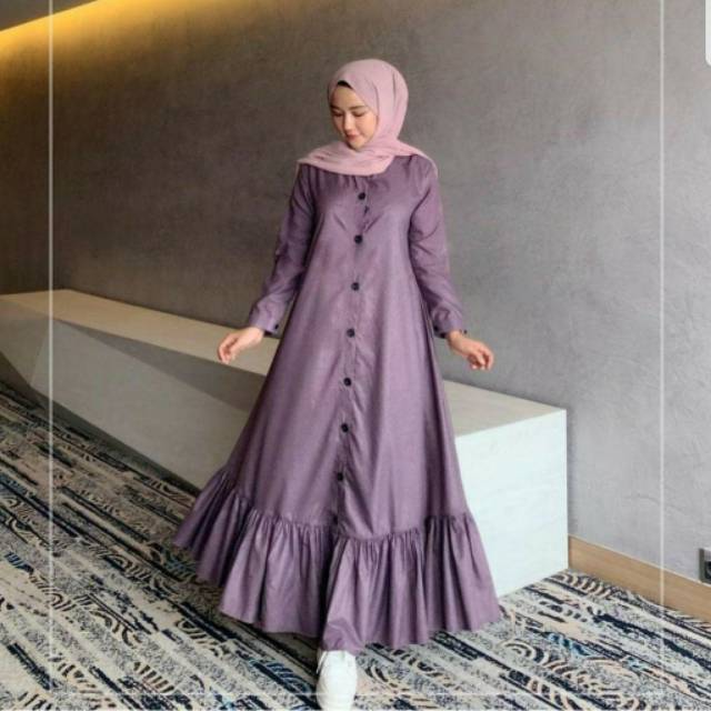 Peoni maxi dress wanita ukuran S.M .L. XL gamis Haura dress