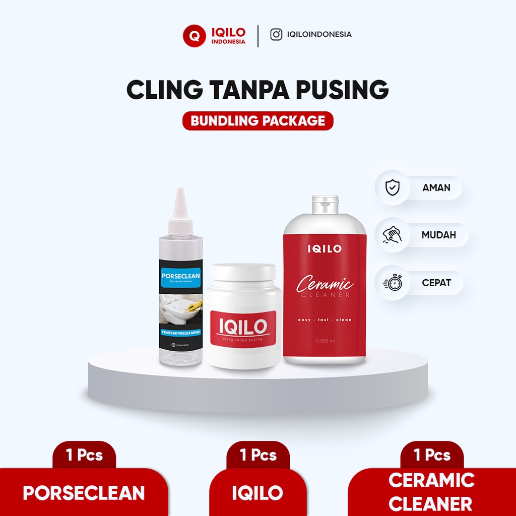 Paket Hemat IQILO Powder + Porseclean + Cramic Cleaner
