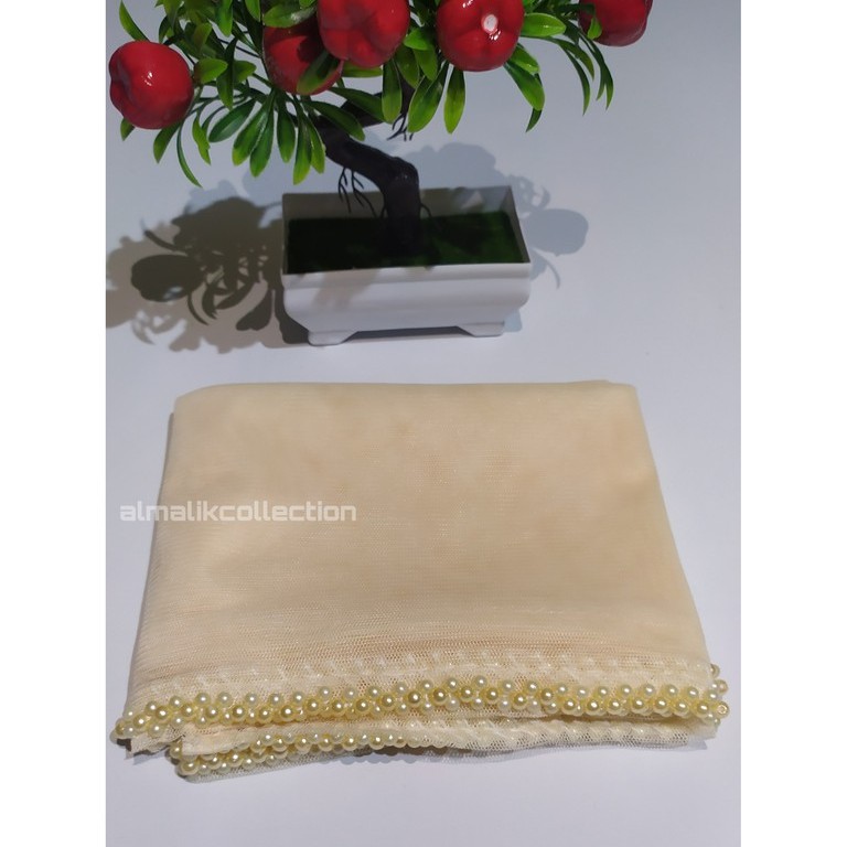 slayer pengantin / hijab pengantin / veil pengantin / selendang pengantin-cream