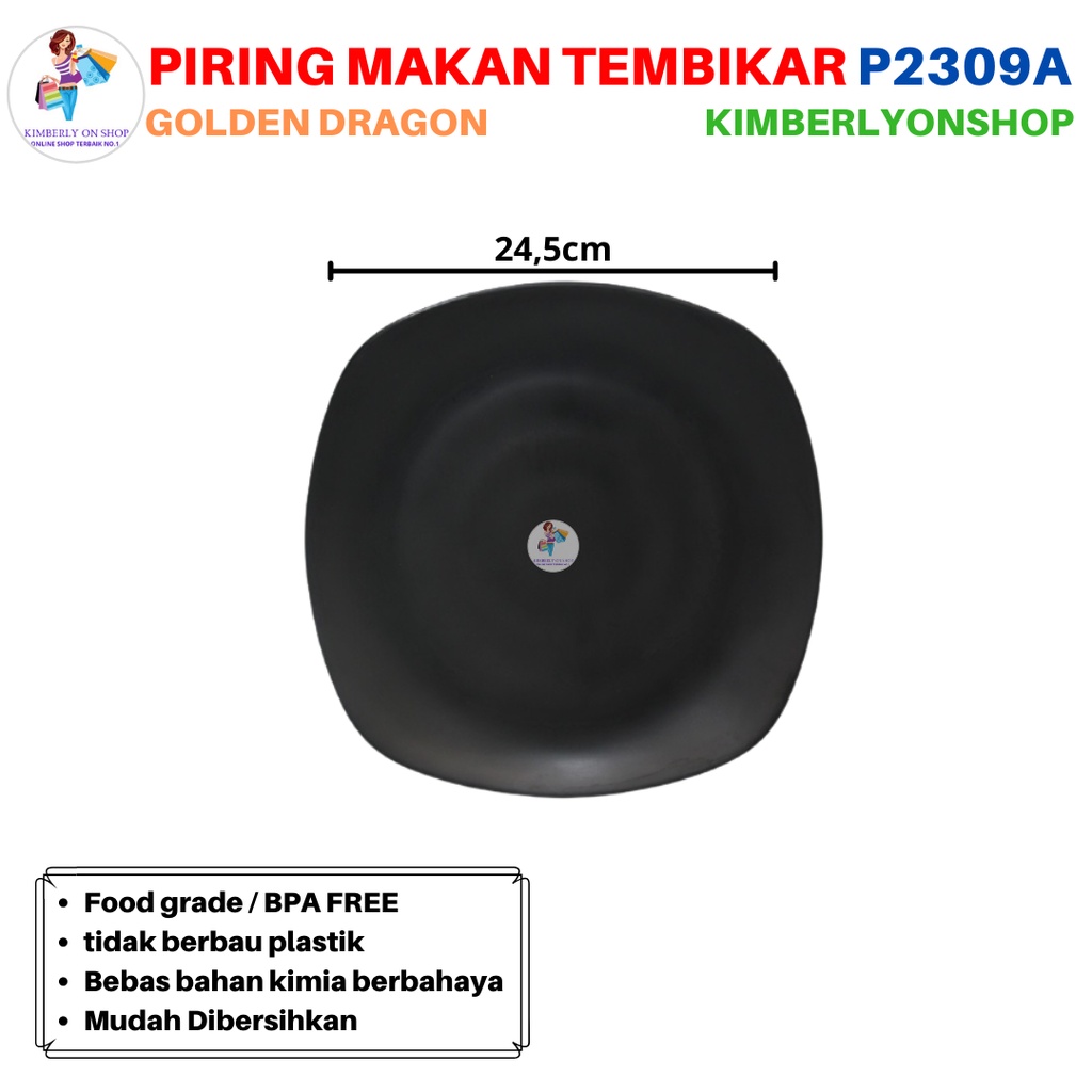 Piring Makan Tembikar Kotak Stone Series P2309A Golden Dragon