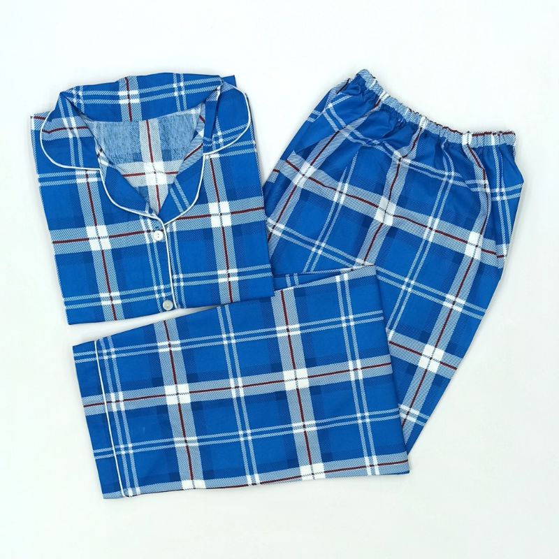 Baju Tidur Wanita / Piyama Wanita Tie Dye Set Motif Kekinian-Guillen Light Blue