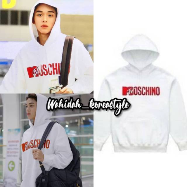 Jaket Hoodie Lucas NCT/WayV "MTV Moschino" Baju Idol Kpop Fashion