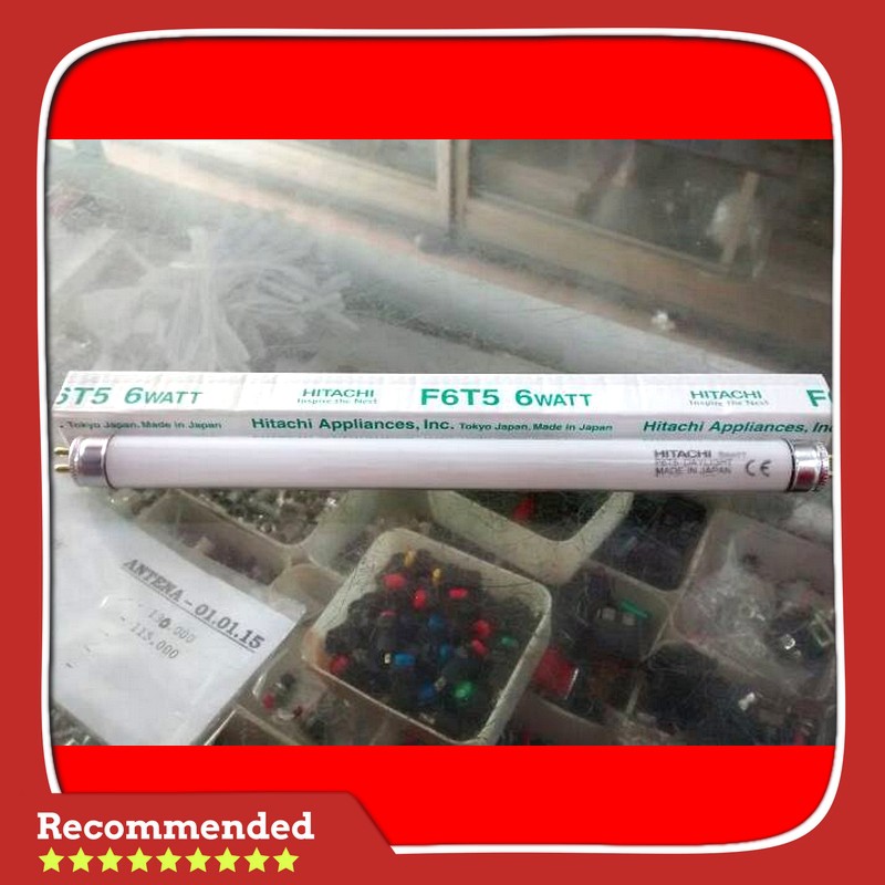 jual refill lampu tl t5 f6t5 6 watt 6w warna putih cool daylight hitachi