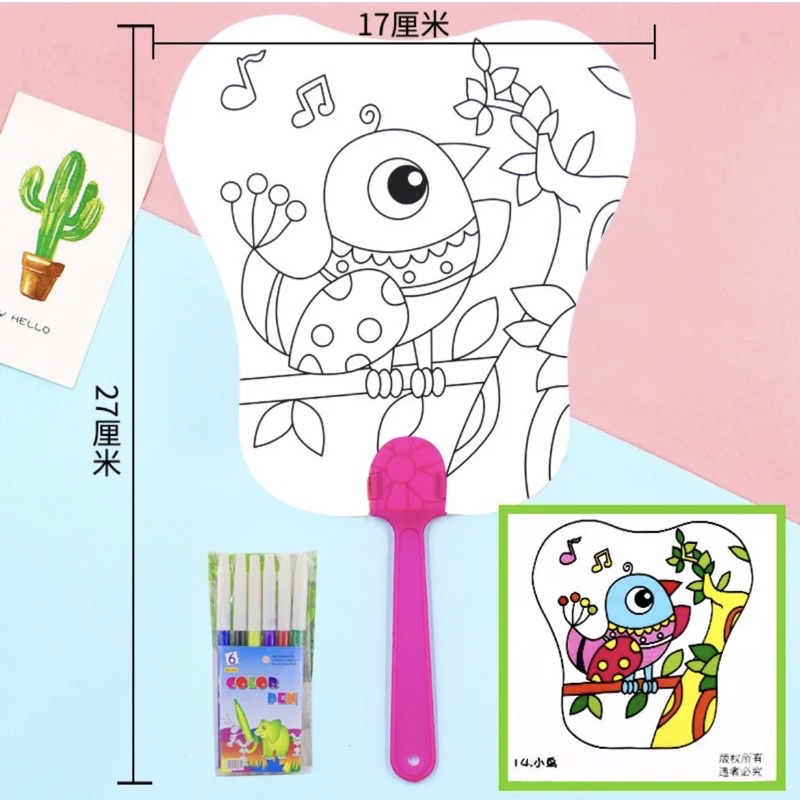 DIY MEWARNAI KIPAS MAINAN EDUKASI CRAFT KERAJINAN TANGAN EDUTOYS SOUVENIR GOODIE BAG HADIAH ULTAH-8