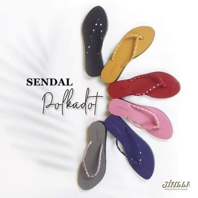 Sandal Jepit polka Jingga
