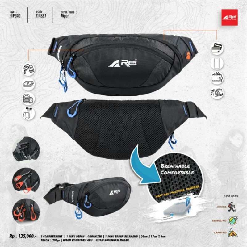 TAS SELEMPANG PRIA REI VIPER WAITSBAG/TAS PINGGANG PRIA ORIGINAL AREI OUTDOORGEAR