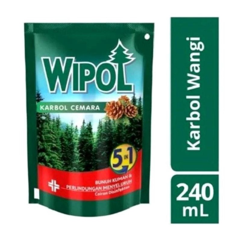 Wipol Pembersih Lantai Karbol Cemara Refill 240 ML