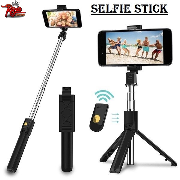 TB04-Tongsis Tripod Bluetooth 4in1 Selfie Stick Remote Cam macaron