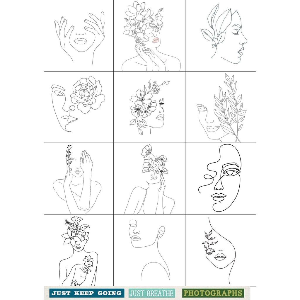

JOURNALING KIT STICKER WOMEN LINE ART UNTUK BUJO/PLANNER/NOTES