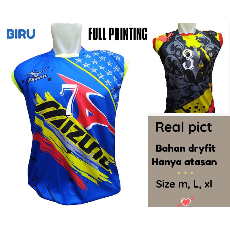 Baju Jersey futsal/volly/bola/badminton atasan singlet printing