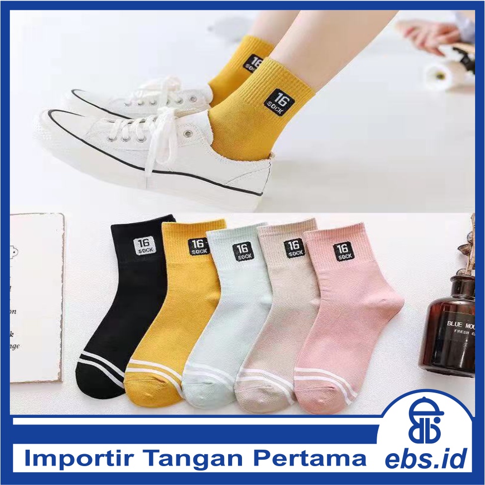 𝗘𝗕𝗦 ✅ KK005 Kaos Kaki (Tanpa Kemasan) Wanita Panjang Diatas Mata Kaki Motif 16 Sock Fashion Korea Women Sock Import Murah