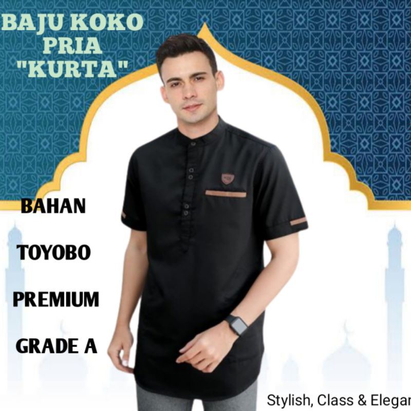 Baju Kurta Hitan Lengan Pendek