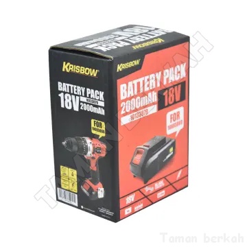 KRISBOW BATERAI RECHARGEABLE MESIN BOR LISTRIK 18V - BATTERY PACK 18V 2AH