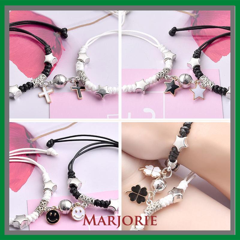 2 Pcs Fashion Magnet Gelang Palang Berbentuk Hati Kunci Gelang Wanita Pria Pasangan Perhiasan Aksesoris-MJD