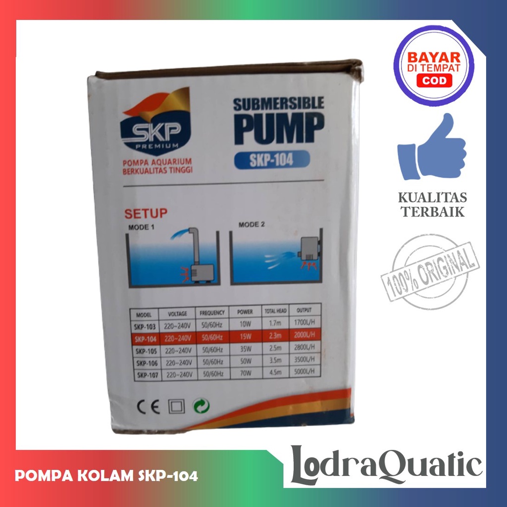 PROMO MURAH POMPA KOLAM BODY KECIL SKP 104 POMPA KOLAM IKAN SKP 104 NAIK 2,3 METER POMPA 2300 LITER PER JAM POMPA AIR HIDROPONIK POMPA KOLAM POMPA AQUARIUM FILTER AQUARIUM FILTER KOLAM IKAN KOI FILTER POMPA AIR LAUT MARINE