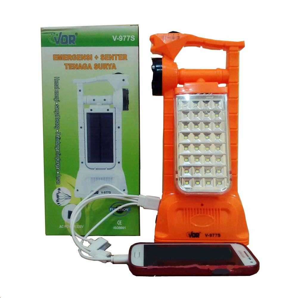 INTRED VDR Senter + Lampu Emergency + Power Bank Tenaga Surya V-977S