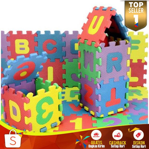 Puzzle Foam Aplhabet&amp;Angka 36PCS Mainan Edukasi Anak Lentur Lembut Mudah Dimainkan Unik Menarik