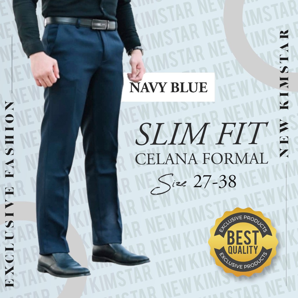 KIMSTAR Celana Kantor Formal Kerja Bahan Dasar Pria Slimfit HITAM PRODUK PREMIUM