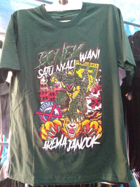 Kaos Distro Bonek Anti AREMA JANCOK Singo Banci Hijau Versi Persebaya Terbaru 2019