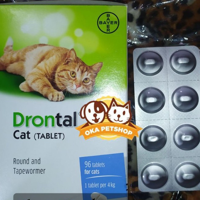 DRONTAL CAT 1 STRIP (8TABLET) - OBAT CACING UNTUK KUCING