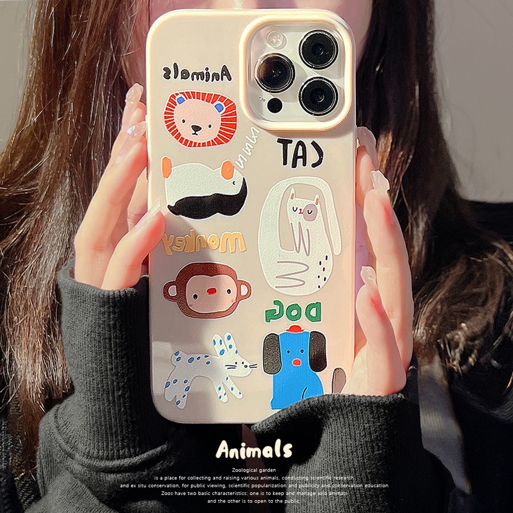 Case Pelindung Motif Kartun Kebun Binatang Untuk Iphone 14 7 8 Plus SE 2020 11 XS XR 12 13 Mini PRO MAX