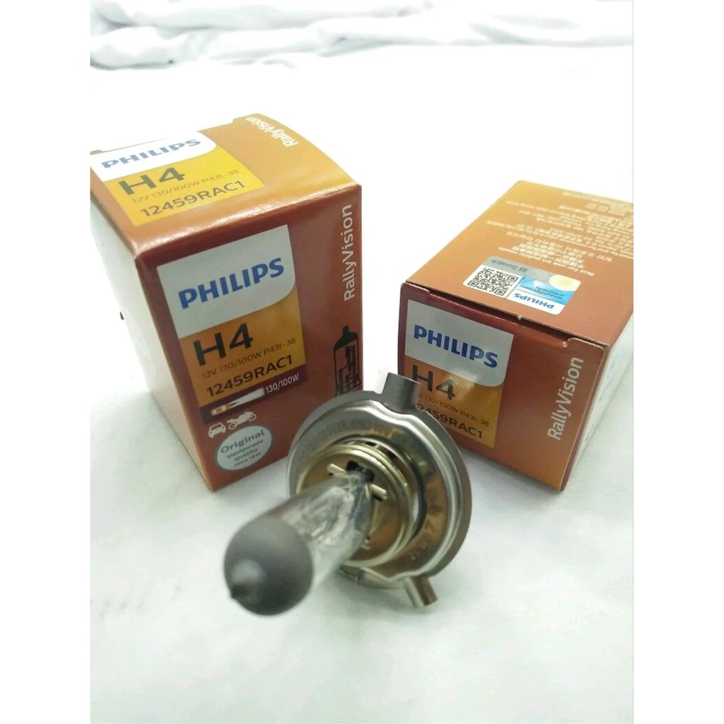 Lampu Bohlam Halogen Dop Phillips H4 Rally Vision 130-100W