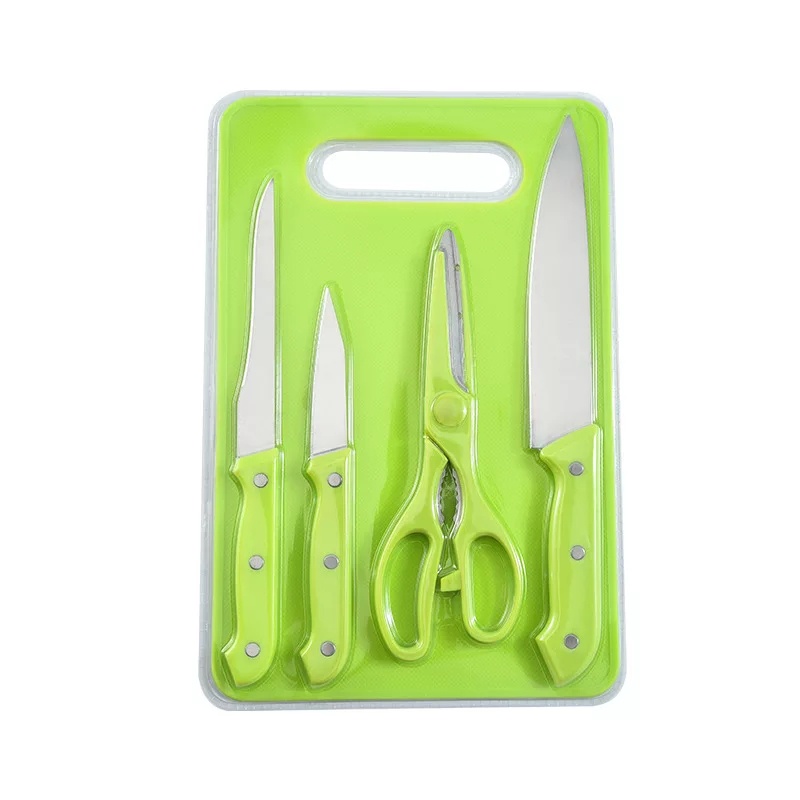 FS Knife set with cutting board 5 in 1 pcs/Pisau set + talenan