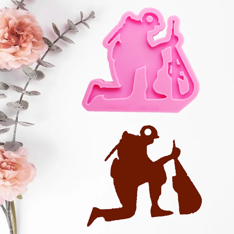 SIY  DIY Keychain Epoxy Resin Mold Glossy Fallen Soldier Shape Keyring Silicone Mould