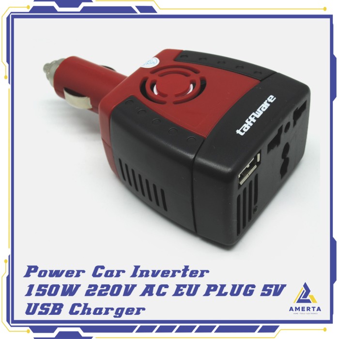 Taffware Power Car Inverter 150W 220V AC EU Plug 5V USB Charger