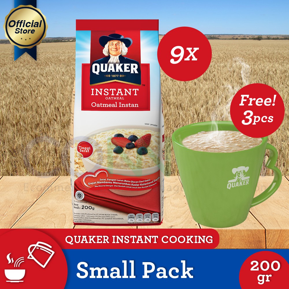 [Free 3 Pcs Mug] Quaker Instant Oatmeal Small Pack - 9 Pcs