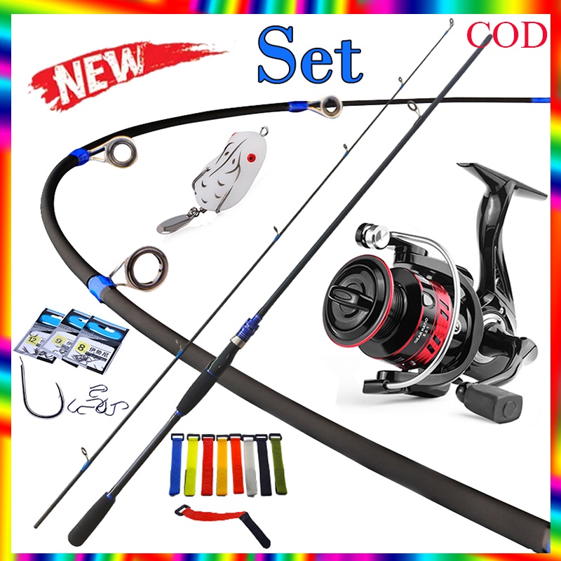 Joran Pancing Reel Pancing Kualitas Tinggi Set Pancing 2 Bagian Fishing Rod Dan Fishing Reel Set Rod Reel Umpan Baris Penuh Combo Pancingan Set Lengkap