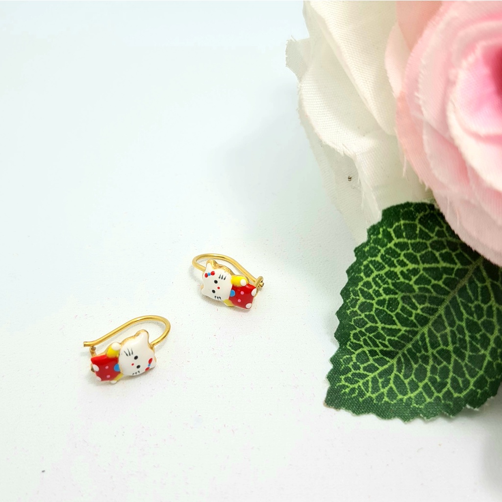 Anting Kait Emas Muda Gambar Hello Kitty